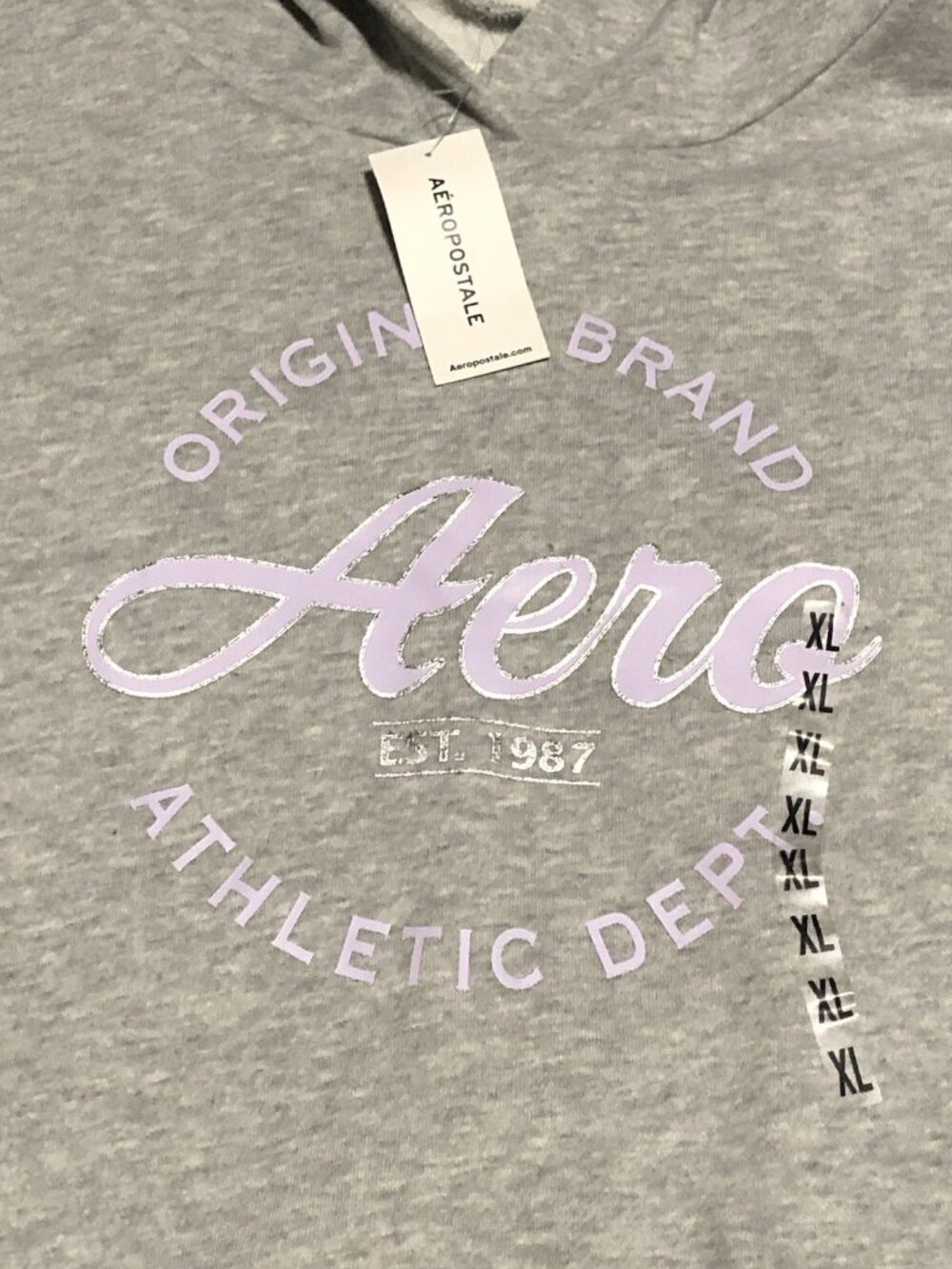 Aeropostale Women's Pullover Hoodie Solid Cotton Blend Light Gray Size XL, - Picture 2 of 5